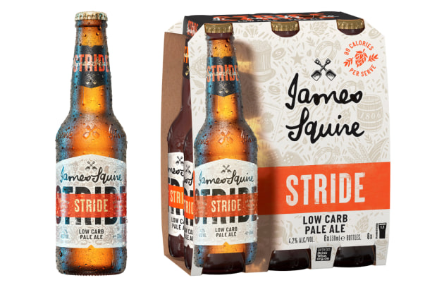 James Squire has released Stride, a flavourful low carb pale ale, with only 3.6grams of carb per bottle, made from 100 per cent grain ingredients. Image: Lion
