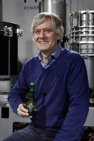 Owner Jan Martens with the new bottle.