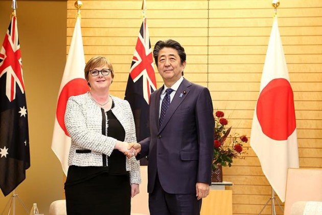 Minister for Defence Linda Reynolds and Japanese PM Abe Shinzo.
@lindareynoldswa