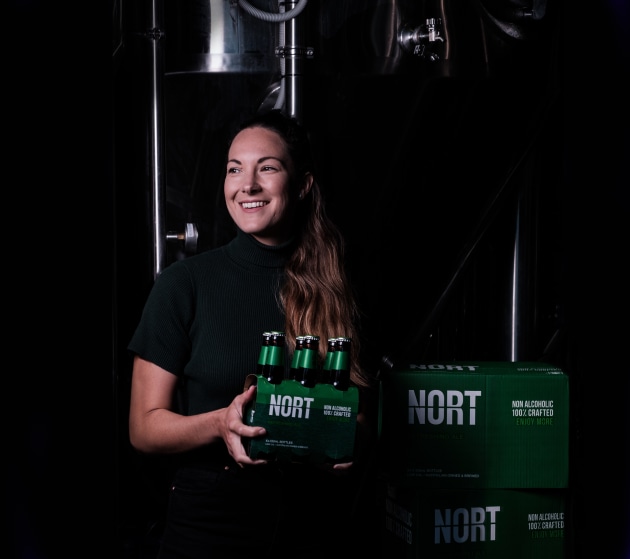 Nort co-founder and owner Jaz Wearin. 
Australia&rsquo;s 100 per cent crafted non-alcoholic beer Nort has launched the world&rsquo;s first non-alcoholic Pacific Ale as part of its range. There&rsquo;s also a Refreshing Ale, Tropical XPA and All Day IPA.