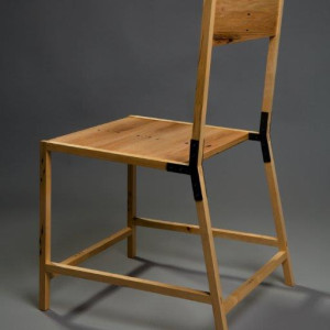 Jeremy Brown&rsquo;s Chair is made from small but structurally tested sections of maple and oak pallet woods along with laser cut aluminium brackets.