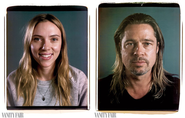 Scarlett Johansson and Brad Pitt, by Chuck Close for Vanity Fair.