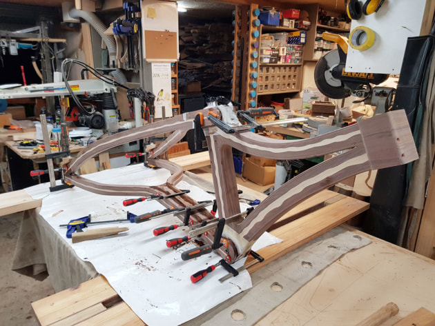 Joining the frame parts. Figuring out the geometry was just one of the challenges Daniel faced.