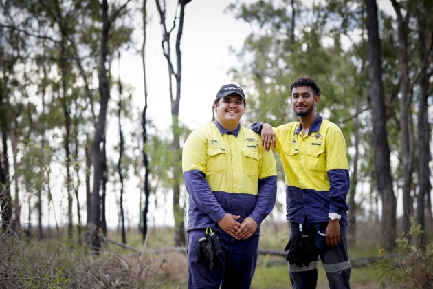 Josef Jeffrey and Lionel Mann, Darumbal Trainee Ranger Graduates. (Salty Dingo)