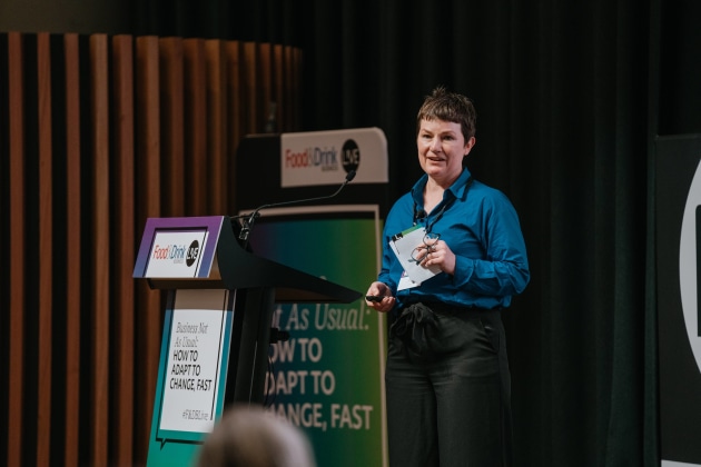 Cress Consulting CEO Julia Seddon presenting at Food & Drink Business LIVE 2022.