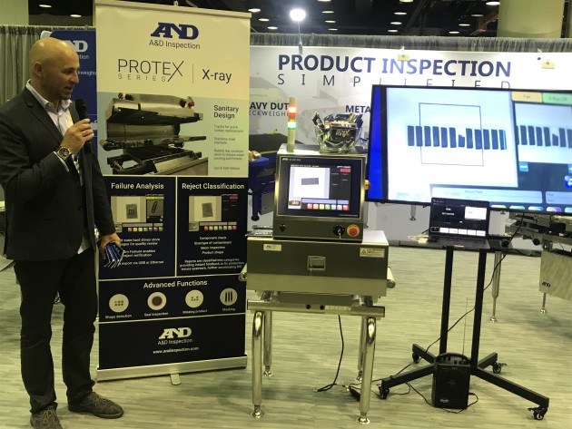 Julian Horsley of A&D Inspection launches the ProteX Series X-Ray inspection system, which made its formal debut at Pack Expo and lays claim to being the X-Ray inspection machine with the most compact footprint on the market.