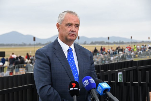 AMDA Foundation CEO Justin Giddings fronts the media at Avalon 2025. (Steve Hitchen)