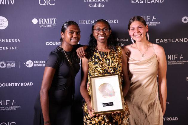 Kahlia Rogers, Cecilia Cubillo Young Achiever Award, Supported by Franchesca Cubillo, National Indigenous Fashion Awards, 2024, Photo by Marley Morgan