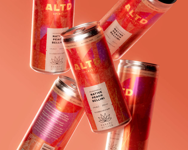 The first collaboration between ALTD Drinks and Kakadu Kitchen - a Native Peach Bellini