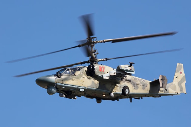 A Kamov helicopter fitted with two contra-rotating rotors. (Phil Hosking)