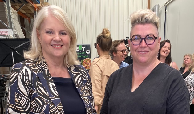Federal Minister for Industry, Science and Technology Karen Andrews and Food & Drink Business editor Kim Berry at the launch of Proform Foods' plant protein manufacturing plant.
