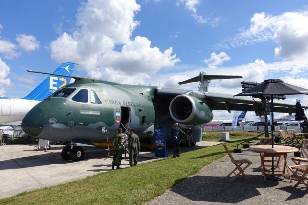 A KC-390 at the Farnborough Air Show.
Credit: Nigel Pittaway