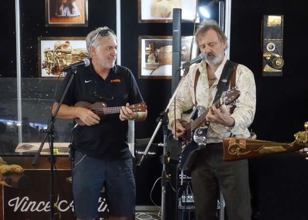 Crowd pleasers: Kevin Inkster, Arbortech and steampunk meister Vince Austin jammin' out