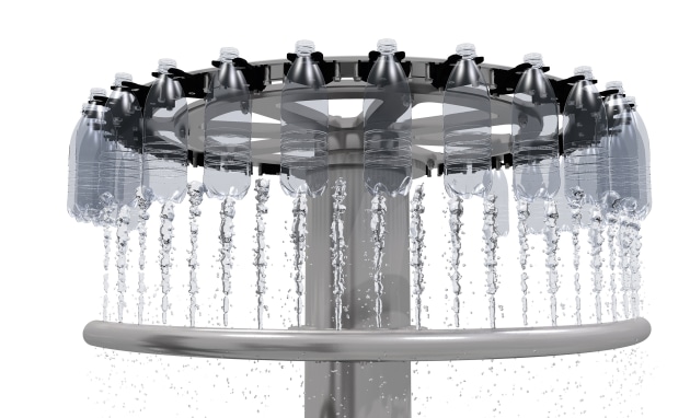 The newly developed bottle base cooling function is part of the energy efficient and particularly compact block system.
Source: KHS