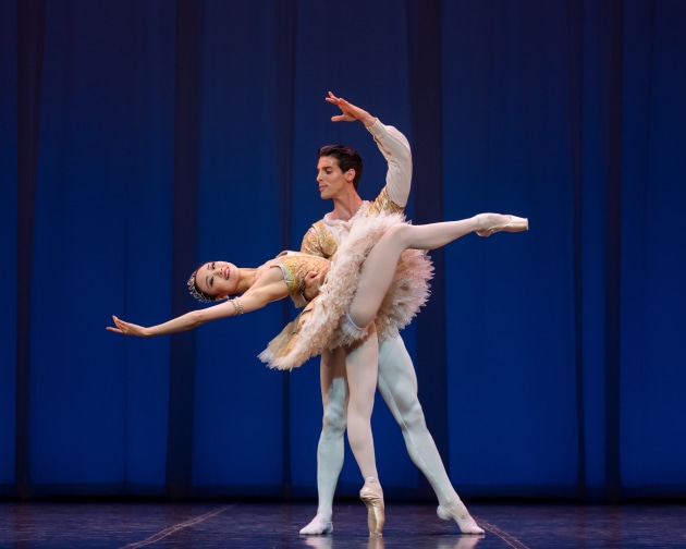 Kiki Saito and Oscar Valdes in the Act 3 Pas de deux from Raymonda. Photo by Clinton Bradbury.