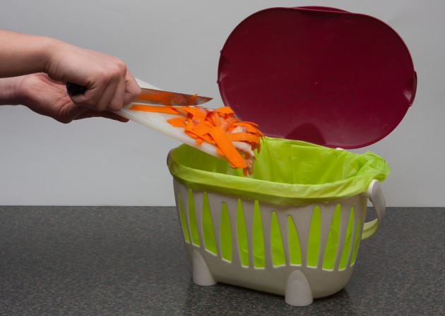 A kitchen tidy bin using a Cardia Bioplastics bag.