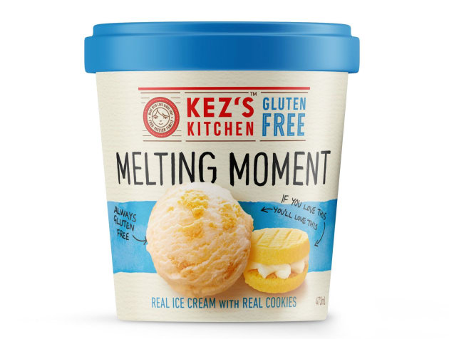 Kez's Kitchen's first dairy product, ice cream with gluten free cookie inclusions.