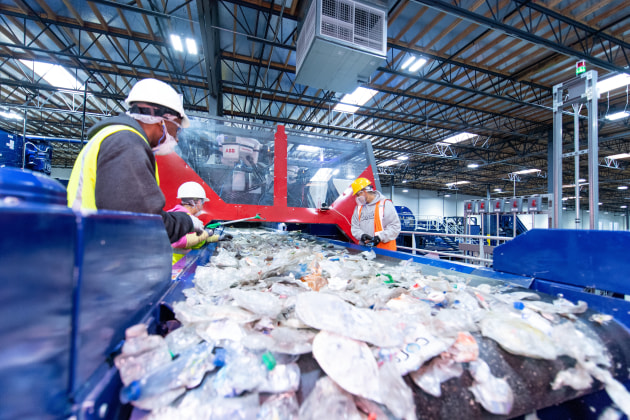Manual pre-sorting process in the front end of the rPlanet Earth Vernon plant.