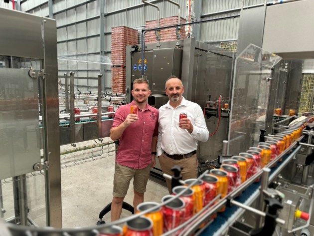 Toasting the new system: Steven Russell of Blasta Brewing Co and and Steven Karavendzas of Krones.