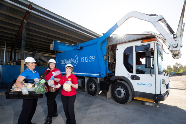 l-r Sarah van Eck, resource recovery specialist at Cleanaway, Tanya Travis, Coles regional manager, and Isabelle Renella, customer service manager at Coles Browns Plains.
