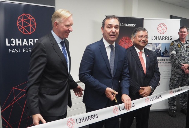 Nigel Bagster, Managing Director, L3Harris Australia, Premier Steven Marshall, Rangesh Kasturi, President, Maritime International, L3Harris
(supplied)