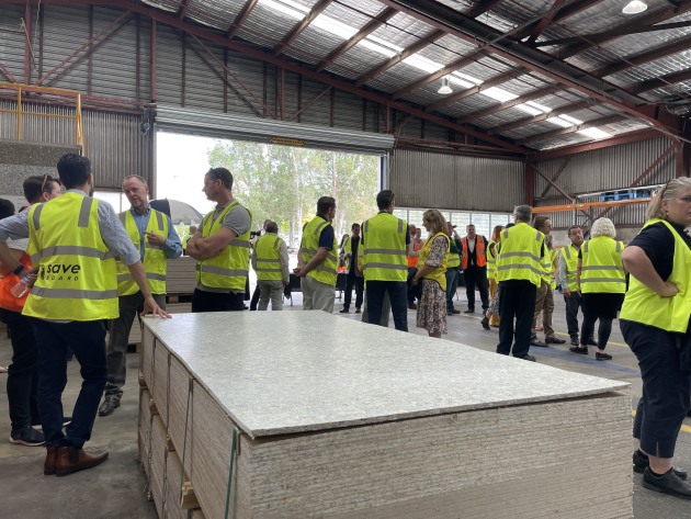 A large crowd gathered at the saveBoard recycling plant opening at Warragamba.