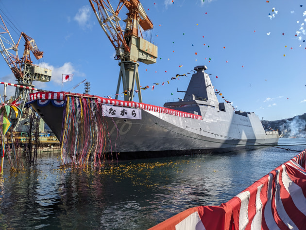 The 10th of the 12-strong original batch of Mogami frigates, JS Nagara, was ceremonially launched at MHI&rsquo;s shipyard in Nagasaki on 19 December.

Credit: Nigel Pittaway