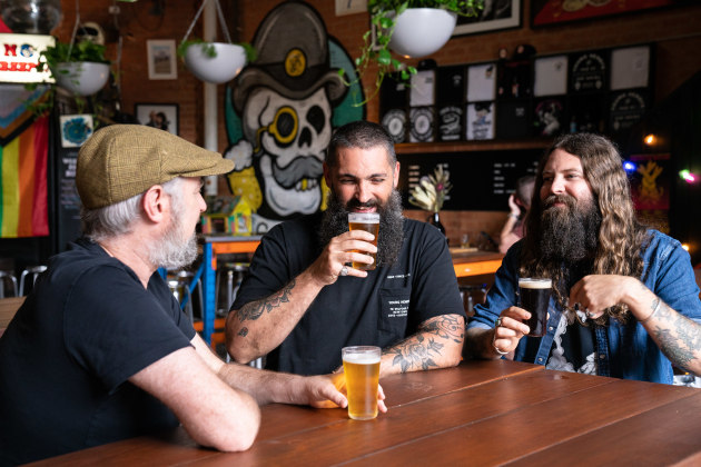 Young Henrys co-founders Richard Adamson (l), Oscar McMahon (r), and Dan Hampton, head of sales (centre).