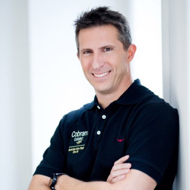 Cobram Estate chief oil maker Leandro Ravetti. Cobram Estate&rsquo;s Black Label Hojiblanca Extra Virgin Olive Oil was awarded the best oil in the Southern Hemisphere by the International Olive Council at the Mario Solinas 2020 awards.