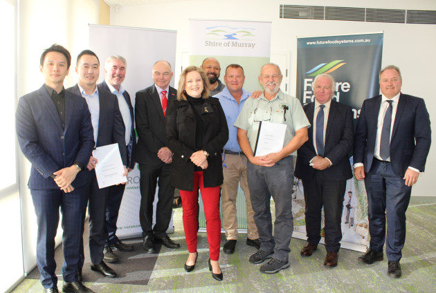 Left to right &ndash; Bruce Lee (The GrowHub), Lester Chan (The GrowHub), Cr David Bolt (President, Shire of Murray), Professor Andrew Deeks (Murdoch University), Robyn Clarke, MLA (Member for Murray-Wellington), Mick Little (Spinifex Brewery), Adam Barnard (Spinifex Brewery), John Gibbs, (Spinifex Brewery), Professor Peter Davies (Pro Vice Chancellor, Food Futures Institute), Dean Unsworth (CEO, Shire of Murray). Credit: Jamie Wilkinson, Shire of Murray