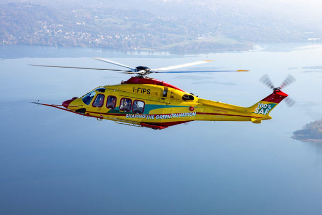 Leonardo's AW139 test bed has flown with 100% SAF in both PT6 turbines for the first time. (Pratt & Whitney Canada)
