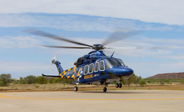 LifeFlight's new AW139 arrives at Mount Isa airport. (LifeFlight)