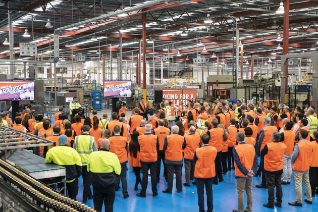 Three years in the making: staff and dignatories at the opening of the new Bickford's bottling line