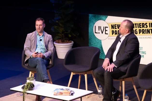 Australia Post's Marty Stone with Spawnit's Ian Douglas.