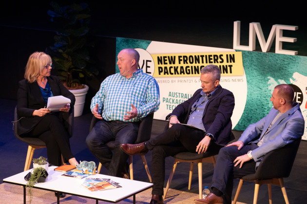Print21 and PKN Packaging News publisher Lindy Hughson moderated a panel which included Birdstone Collective's Iain Blair, Currie Group's Mark Daws, and DreemAR's Bill Atta.