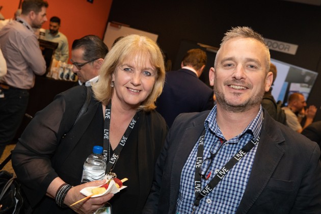 Ruth Cobb, PrintNZ (left), with Mark Daws, Currie Group.