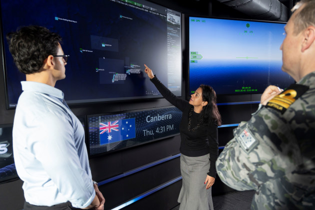 Lockheed Martin Australia engineers conducting undersea combat system integration simulation activity in the Endeavour Centre, Lockheed Martin Australia House, Canberra.

Credit: Lockheed Martin Australia