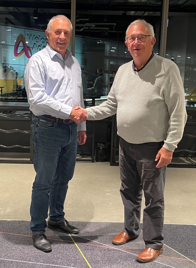 Luerssen Australia CEO Jens Nielsen welcomes Project Director David Miller. (Luerssen Australia)