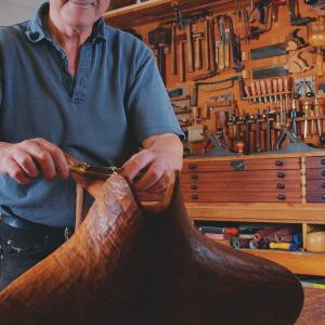Robert Howard with &lsquo;Prototype 3&rsquo; made from red cedar.