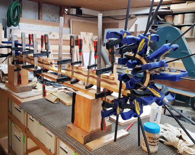 Making the chain guard. Yet another reason in a build like this why you can't have too many clamps!