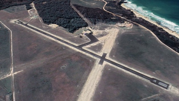 Mallacoota Airport in remote eastern Victoria. The airport played a crucial part in the 2019-20 bushfire crisis. (Google Earth image)