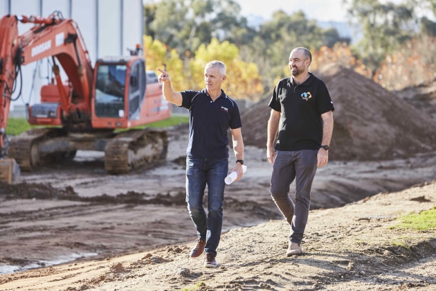 Mars Petcare Australia Brett Brown Wodonga plant director and Aaron Pitson, project engineer.