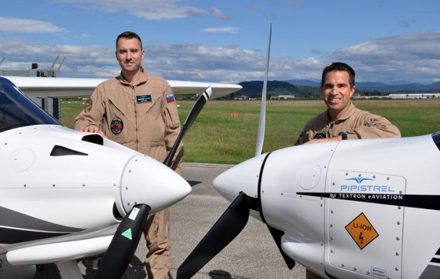 Martin and Jozef with their charges: the Explorer and Velis Electro.(Steve Hitchen)