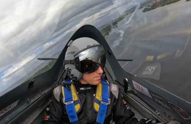 Matt Hall makes smoke over Lake Macquarie shortly after the city was announced as the Australian venue for the Air Race World Championship. (Matt Hall Racing)