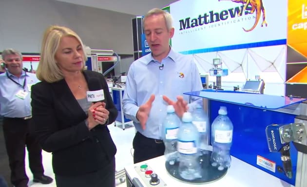 Andrew Key talks vision inspection on the Matthews stand at Foodpro 2017.
