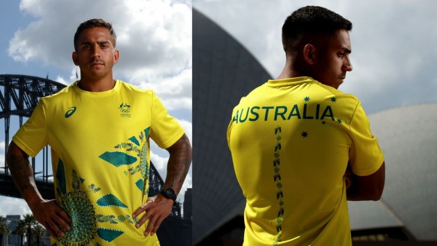 Maurice Longbottom (Rugby) in Asics uniform featuring Paul Fleming's design.