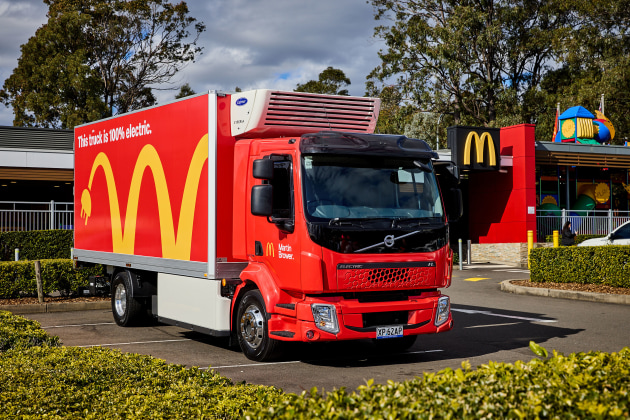 McDonald&rsquo;s Australia and its long-term supply chain partner, Martin Brower Australia have launched its first electric delivery truck. (Source: McDonald's)