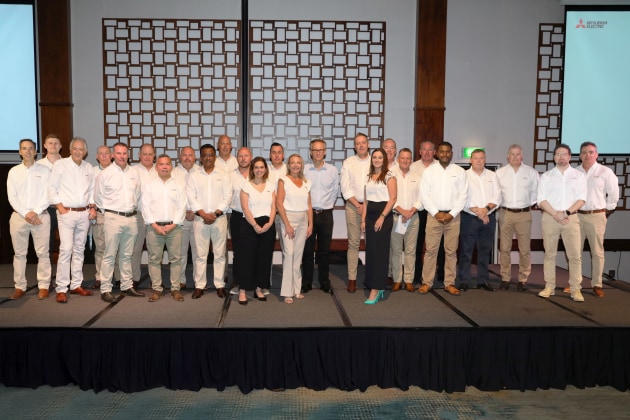 Award winners on stage in Fiji.