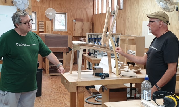 Michael Fortune discusses the chair prototype designed and made by Peter Bell.