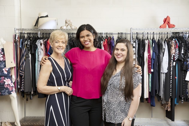 Maree (stylist), Ruby-May (client), Tamara (Brisbane CEO) &ndash; Dress For Success.